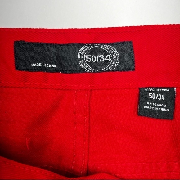 RED JEANS W50 x L34 with Black Details on Front - Picture 4 of 7